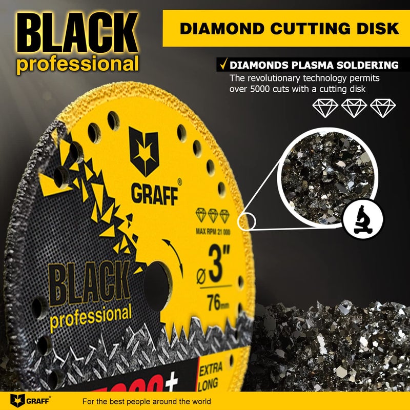 GRAFF 3 Inch Diamond Cutting Wheel for Metal 3/8 Arbor Cut Off Wheel for INOX Steel and Rebar - Image 5