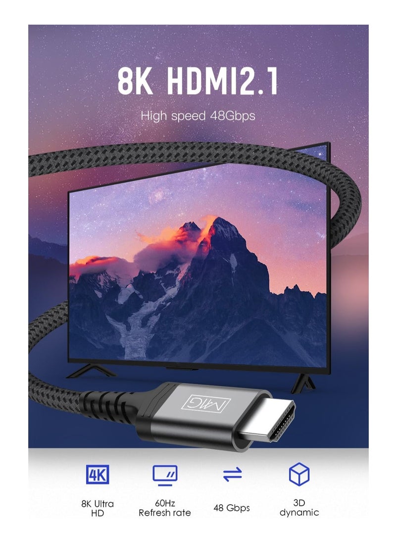 HDMI Cable HDMI 8K HDMI 2.1 Ultra HD High-Speed 48Gbps 8K@60Hz HDMI Braided Cord eARC Dynamic HDR Dolby Vision Compatible with MacBook Pro PS5 Switch TV Xbox Roku UHD TV Blu-ray Projector - pzsku/Z0039DB71216906D761B6Z/45/_/1734016823/a5aba2a1-ef62-4d0a-848a-7d020465d11b