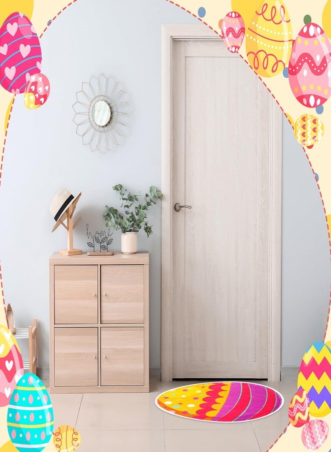 Haull 6 Pcs Colorful Easter Egg Area Rug 15x19inch Cute Happy Easter Eggs Rugs Floor Mat, Non-Slip Backing Rug Carpet for Bedroom Living Room Study Playing Carpet - Image 3