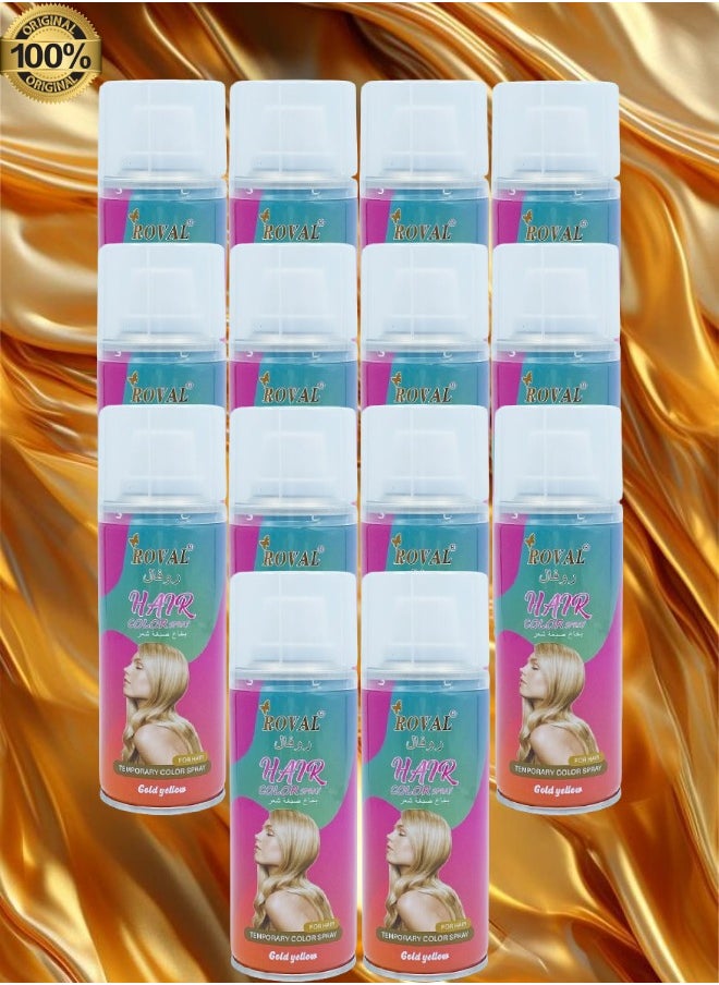 ROVAL - 14 Pieces Roval Temporary Hair Color Spray Gold Yellow 125ml - Image 1