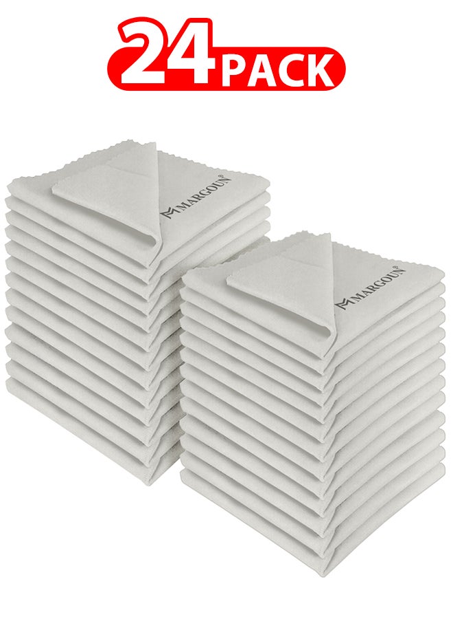 MARGOUN 24 Pack Of Microfiber Cleaning Cloth Premium Cloth for Glasses Lens Screens & More Multicolour 6cm X 9cm Milky - Image 1