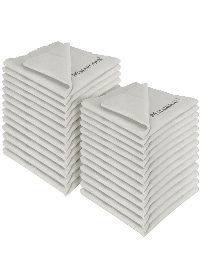 MARGOUN 24 Pack Of Microfiber Cleaning Cloth Premium Cloth for Glasses Lens Screens & More Multicolour 6cm X 9cm Milky - Image 2