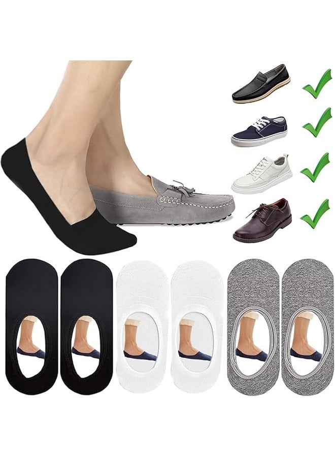 DUNISO 6 Pairs Mens No Show Socks Non Slip Thin No See Invisible Boat Liner Loafer Sock，Comfort Breathable Socks，2 Black，2 Grey，2 White - Image 1