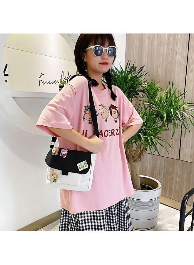 حقيبة كتف لطيفة للفتيات، حقيبة كروس وحقيبة جانبية وحقيبة حمل مع شارة سحرية للطلاب، حقيبة يد من القماش وحقيبة ساعي وحقائب صغيرة وحقيبة سياحية وحقيبة هاتف للمراهقين والشباب - Image 2