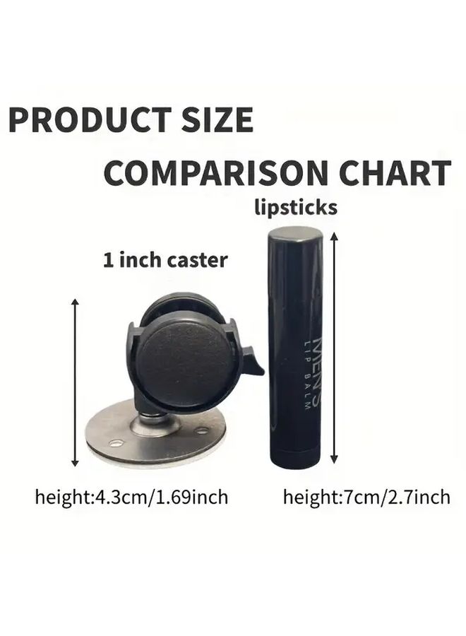 6 Black Self Adhesive Mini Swivel Casters 360 Rotation Easy Install for Furniture Boxes - Image 4