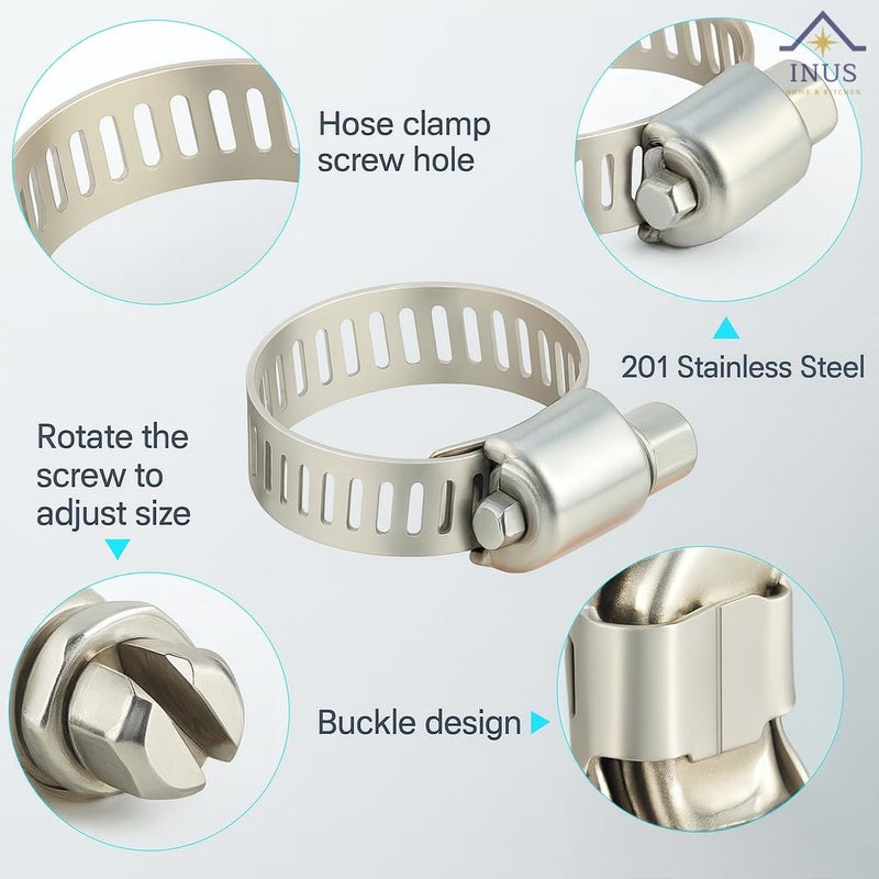 INUS Stainless Steel Gas pipe clamp Adjustable Gas Pipe Hose Pipe Clamps (Safety Clips) Pack of 8 - Image 2