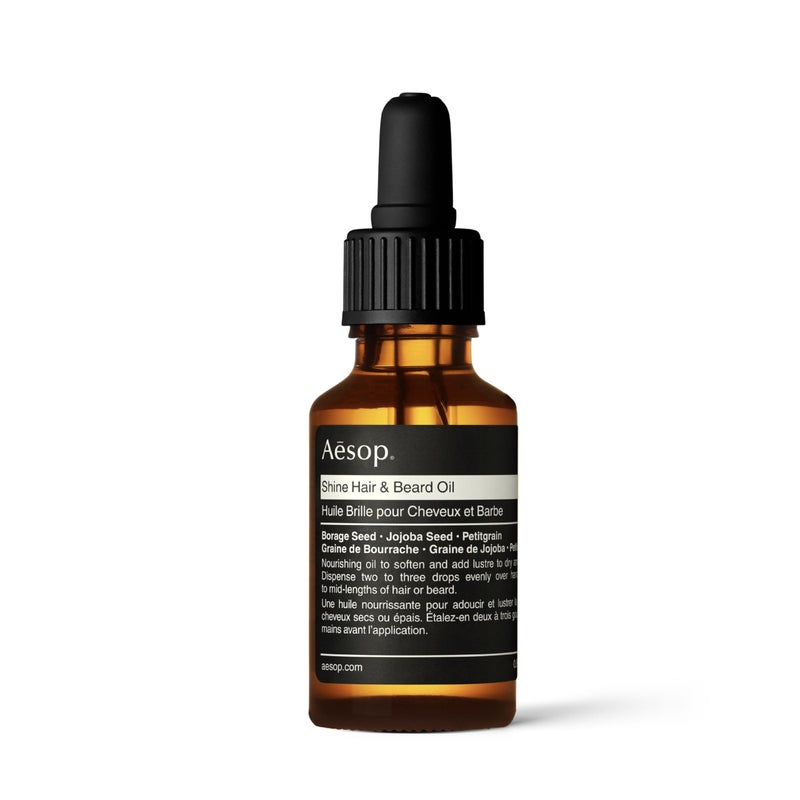 Aesop Shine Hair and Beard Oil | Moisture-Rich, Silicone-Free Oil for Full Beards and Hair | Softens Coarse Texture | No Greasy Buildup | Earthy Citrus Scent | 0.8 oz / 25 mL - Image 1