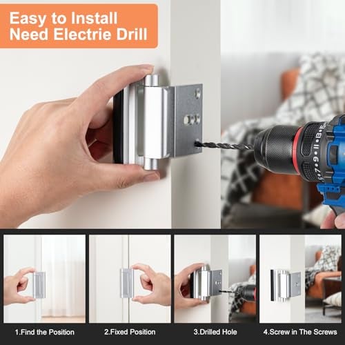 Husfunov 2 Pack Home Security Door Lock,Childproof Door Reinforcement Lock,with 3" Stop Withstand 800 lbs,for Inward Swing Doors,Night Kids Safety Metal Flip Lock Deadbolt Latch (Silver) - Image 3