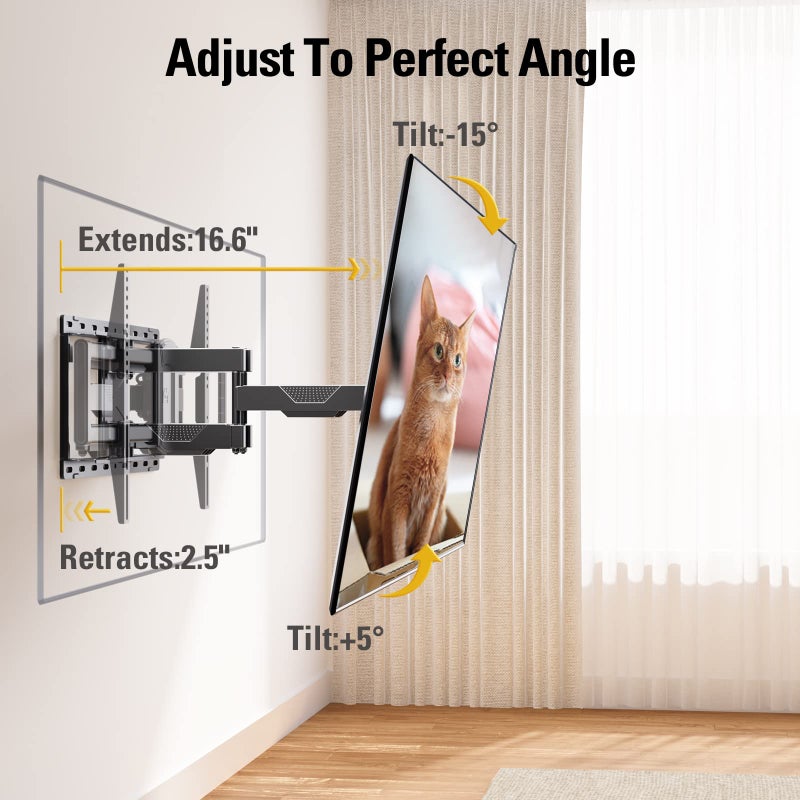 Mounting Dream UL Listed TV Wall Mount for Most 42-84 Inch TV, Full Motion, with Swivel and Tilt, TV Bracket with Articulating Dual Arms, Fits 16inch Studs, Max VESA 600X400 mm, 100 lbs,MD2617 - Image 2