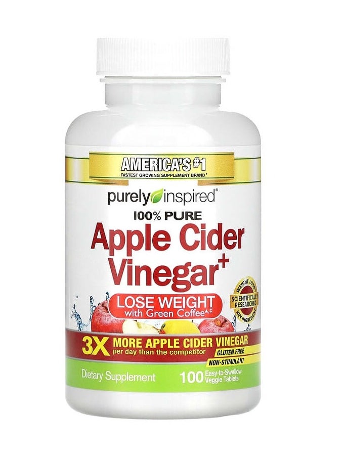 purely inspired - Apple Cider Vinegar Plus - 100 Easy-to-Swallow Veggie Tablets - Image 1