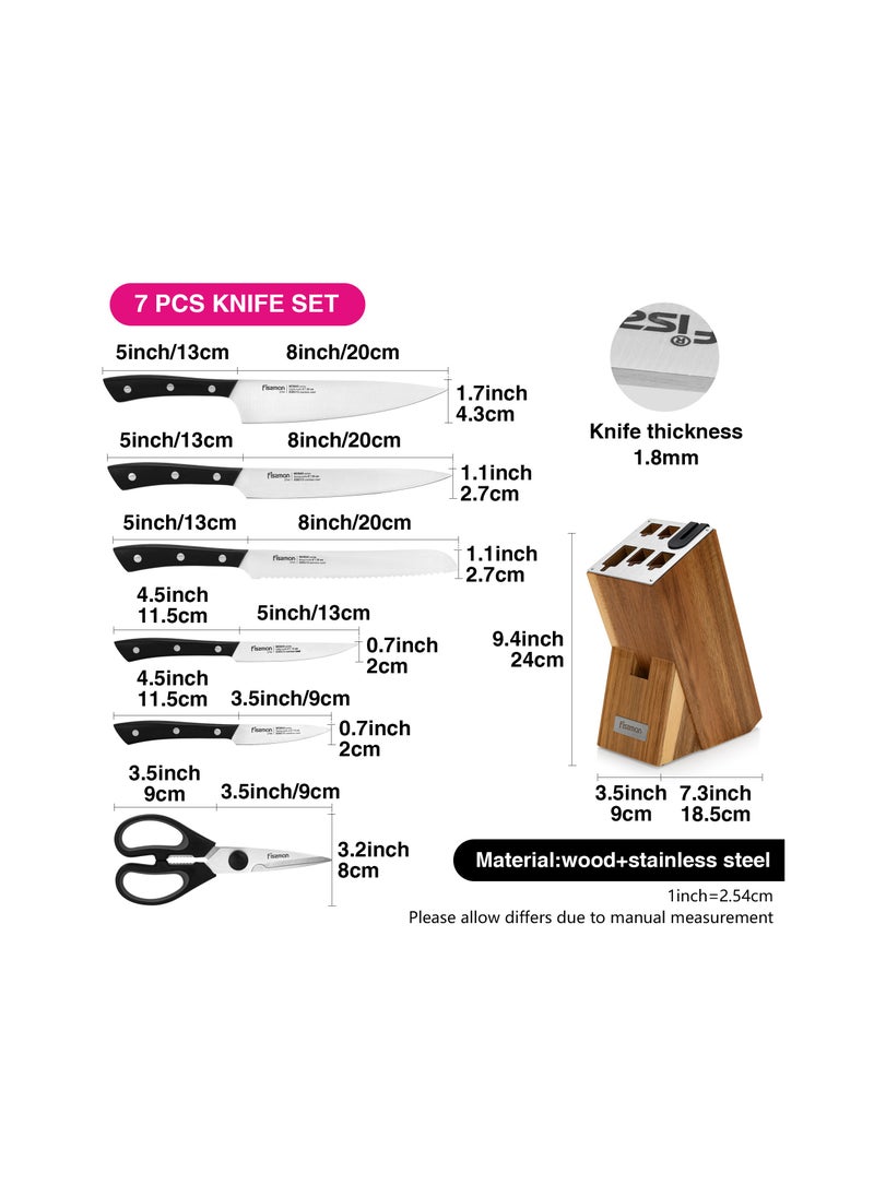 Fissman - 7-Piece Knife Set Weimar with Wooden Block with Built-In Sharpener - Image 1