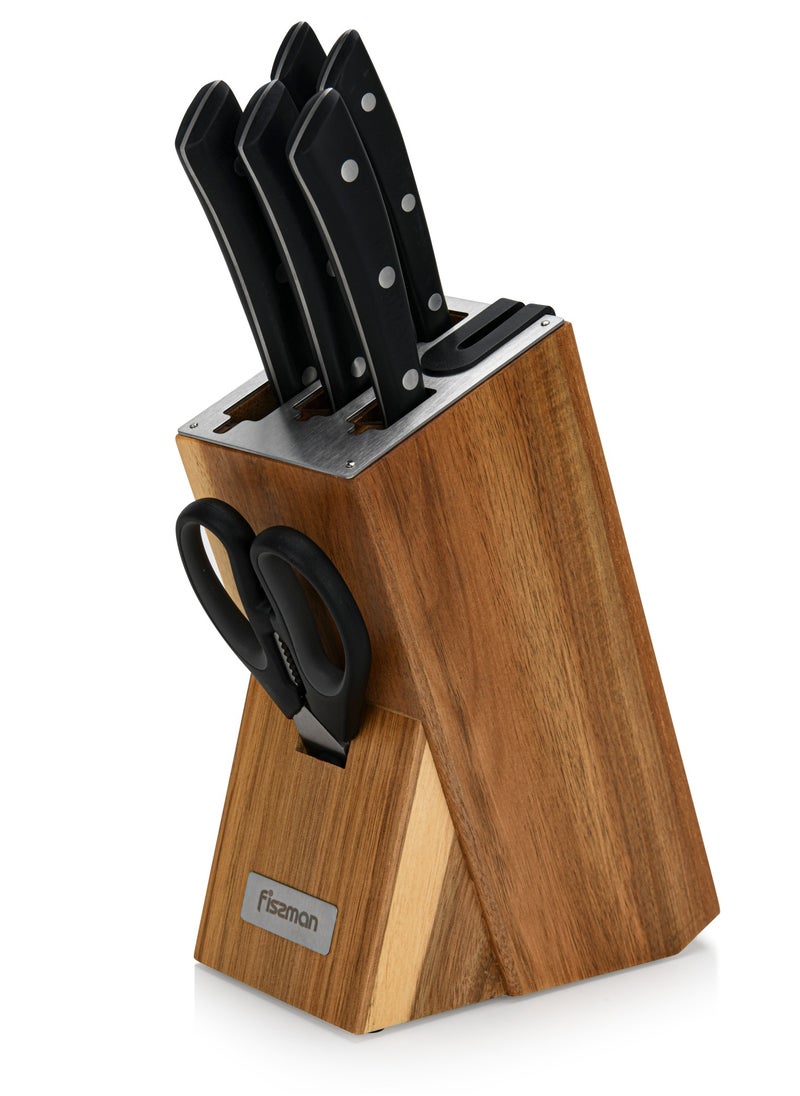 Fissman - 7-Piece Knife Set Weimar with Wooden Block with Built-In Sharpener - Image 1