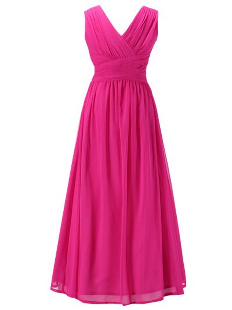 Happy Rose Flower Girl's Dress Party Dresses Juniors Long Bridesmaid Dress Fuschia 14 - Image 3