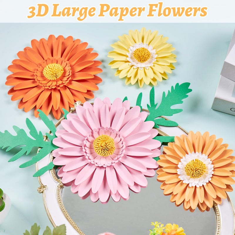 SUNBEAUTY Daisy Party Decorations, Paper Flowers, Flower Wall, Purple Yellow Flowers Wall Hanging, 1st Birthday Bridal Baby Shower Wedding Classroom Tea Party Daisy DÃ©cor 10" 7" 5" Pack of 12 - Image 3
