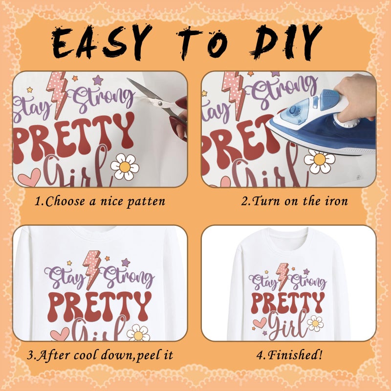 Dazoratix Inspirational Iron on Transfers - 20 Sheets Motivational DTF Ready to Press Heat Patches Vinyl Designs Mental Health Positive Stickers Decals for Women T Shirts Clothes DIY Crafts Decoration - Image 3