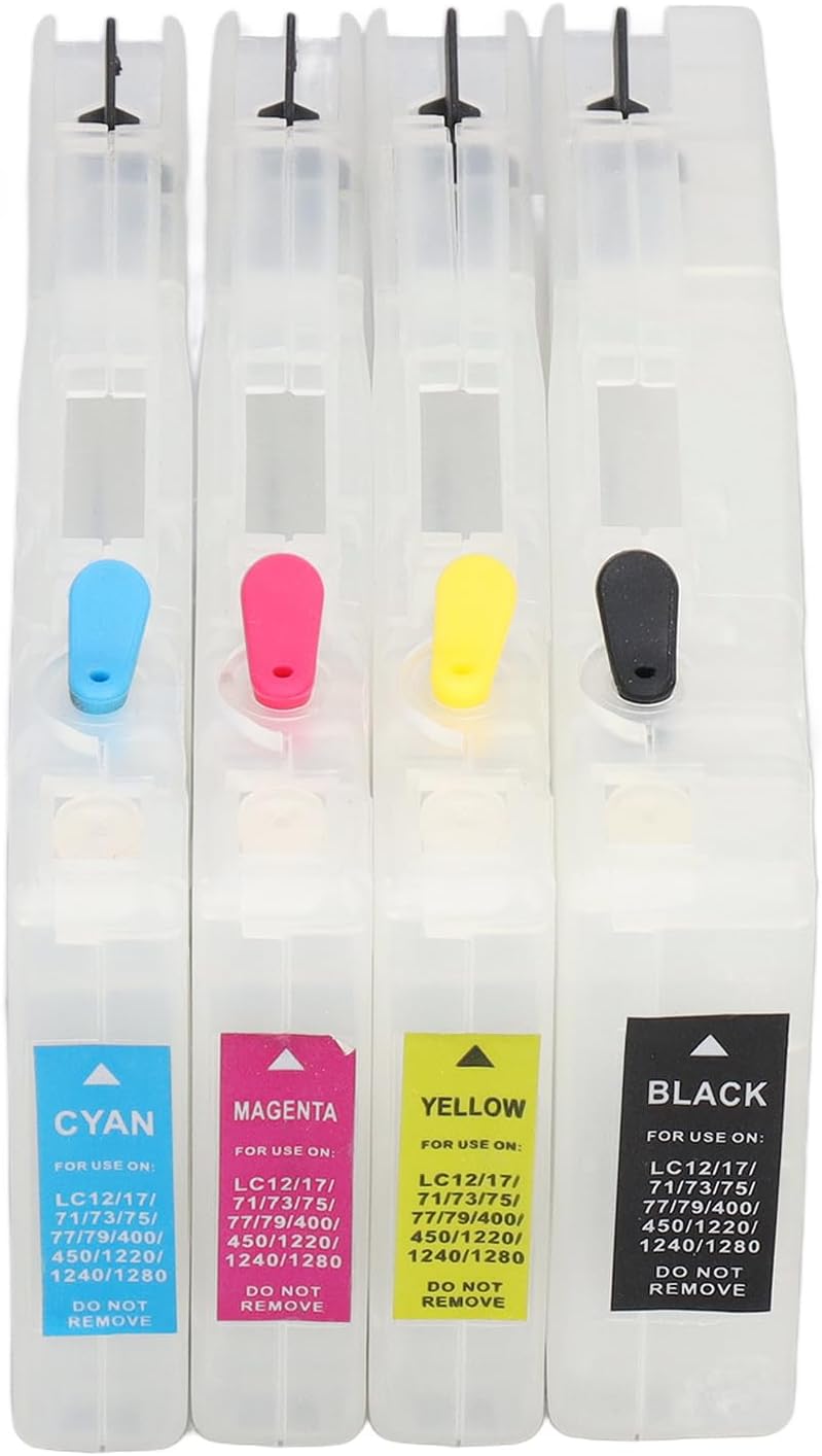 4Pcs Ink Cartridges Compatible for LC12 LC17 LC71 LC73 LC75 LC77 LC79 LC400 LC450 LC1220 LC1240 LC1280, Refill Replacement BK C M Y 4 Colors, Inkjet Printer - Image 4