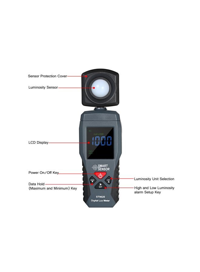 SMART SENSOR Digital Lux Meter Black - Image 4