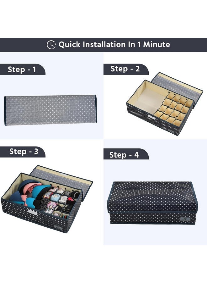 Yellow Weaves Yellow Weaves Undergarments Organizer For Women|Clothes Organizer For Clothing Wardrobe|Drawer Organizer|Storage Box For Clothes Innerwear Bra Panty Socks Ties-Black Polka-Polyester  - Image 5