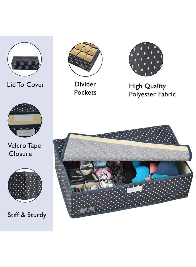 Yellow Weaves Yellow Weaves Undergarments Organizer For Women|Clothes Organizer For Clothing Wardrobe|Drawer Organizer|Storage Box For Clothes Innerwear Bra Panty Socks Ties-Black Polka-Polyester  - Image 3