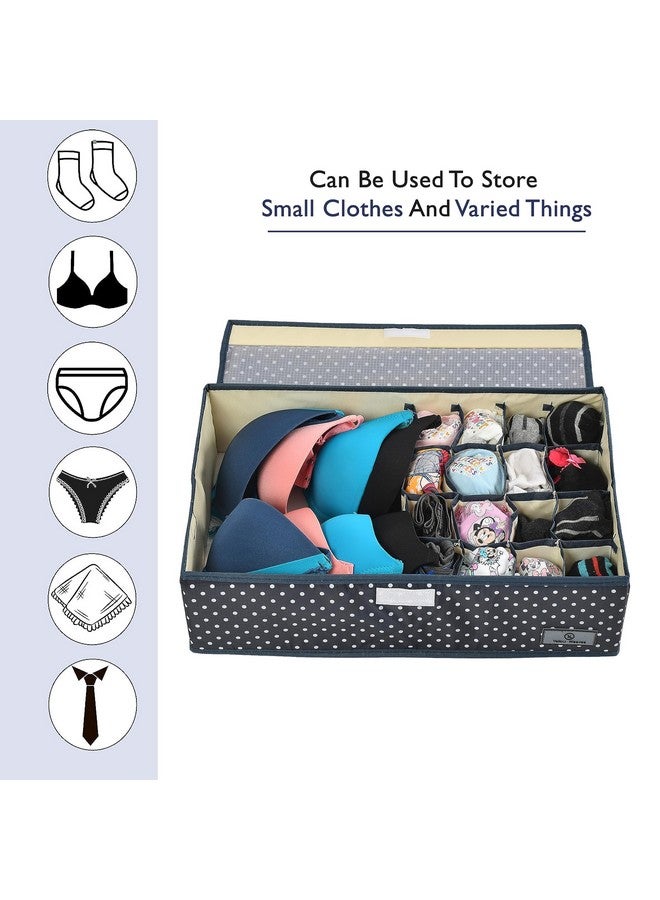 Yellow Weaves Yellow Weaves Undergarments Organizer For Women|Clothes Organizer For Clothing Wardrobe|Drawer Organizer|Storage Box For Clothes Innerwear Bra Panty Socks Ties-Black Polka-Polyester  - Image 2