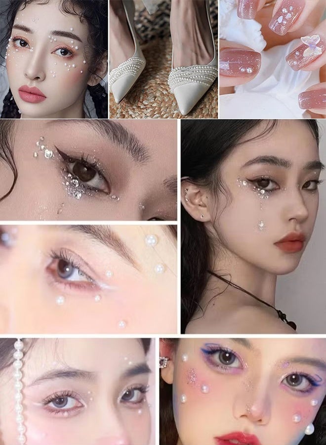KANGLI 4 Sheets 3D Self Adhesive White Pearl Body Eyeshadow Sticker Women Kids DIY Craft Accessories, 4 Size 3mm/4mm/5mm/6mm - Image 3
