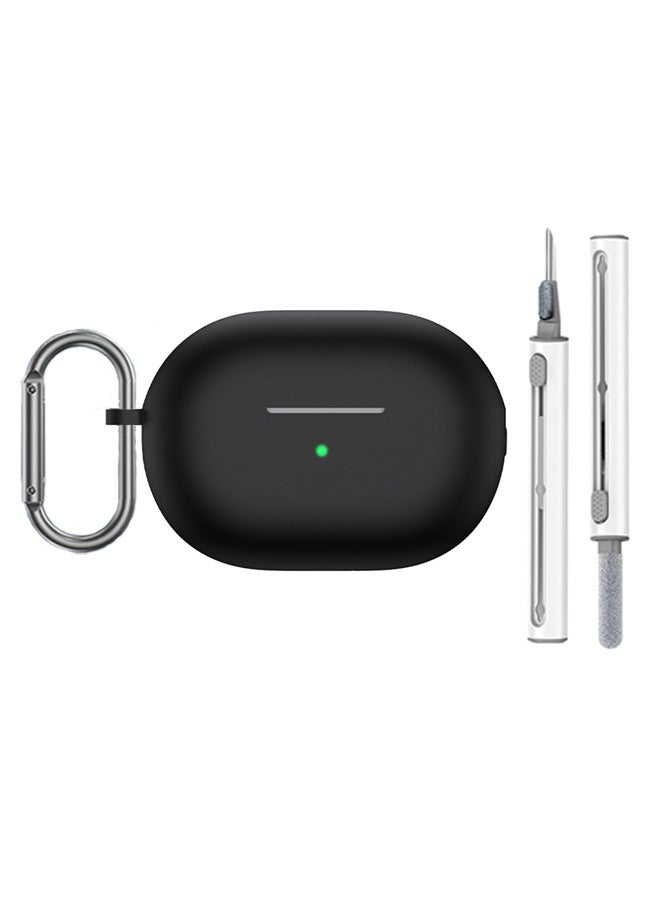 SJet Soft Silicone Protective Case Cover for Huawei FreeBuds Pro 4 / Pro 3 with Cleaner Kit and Keychain(Black)  - Image 1