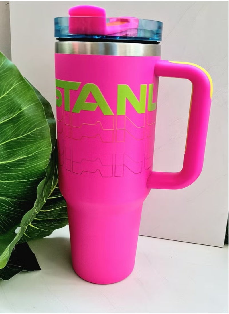 Stanley - Cup Reverb Original Insulated Stainless Steel Travel Mug 40oz – Large Tumbler with Reusable Straw & Spill-Proof Lid – Keeps Drinks Hot or Cold for Hours – Perfect for Travel, Office, Gym & Daily Hydration – Hot Magenta - Image 1