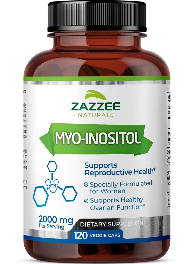 Zazzee Myoinositol 120 Vegan Capsules 2000 Mg Per Serving 100% Pure Premium Grade Vegan Nongmo And Allnatural - Image 1