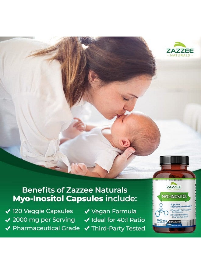 Zazzee Myoinositol 120 Vegan Capsules 2000 Mg Per Serving 100% Pure Premium Grade Vegan Nongmo And Allnatural - Image 4