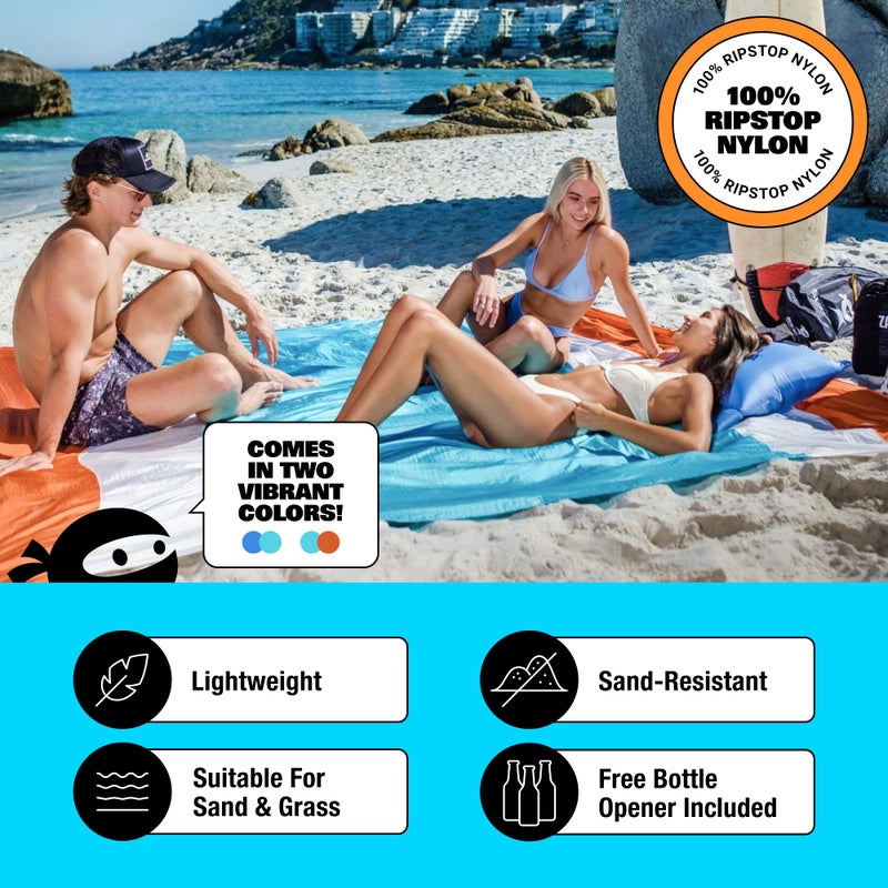 SUN NINJA Sand Proof Beach Blanket - Sand Free Beach Mat, Lightweight & Quick Dry Beach Essentials with Travel Bag, Giant Beach Blanket (10'x9') Perfect for Outdoors, Picnic, Camping & Travel - Image 2