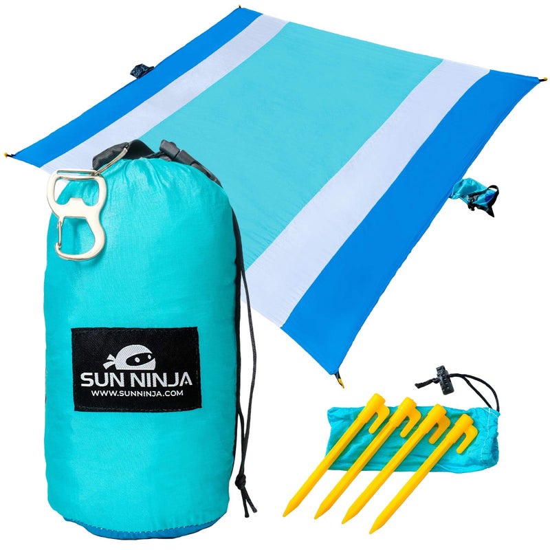 SUN NINJA Sand Proof Beach Blanket - Sand Free Beach Mat, Lightweight & Quick Dry Beach Essentials with Travel Bag, Giant Beach Blanket (10'x9') Perfect for Outdoors, Picnic, Camping & Travel - Image 1