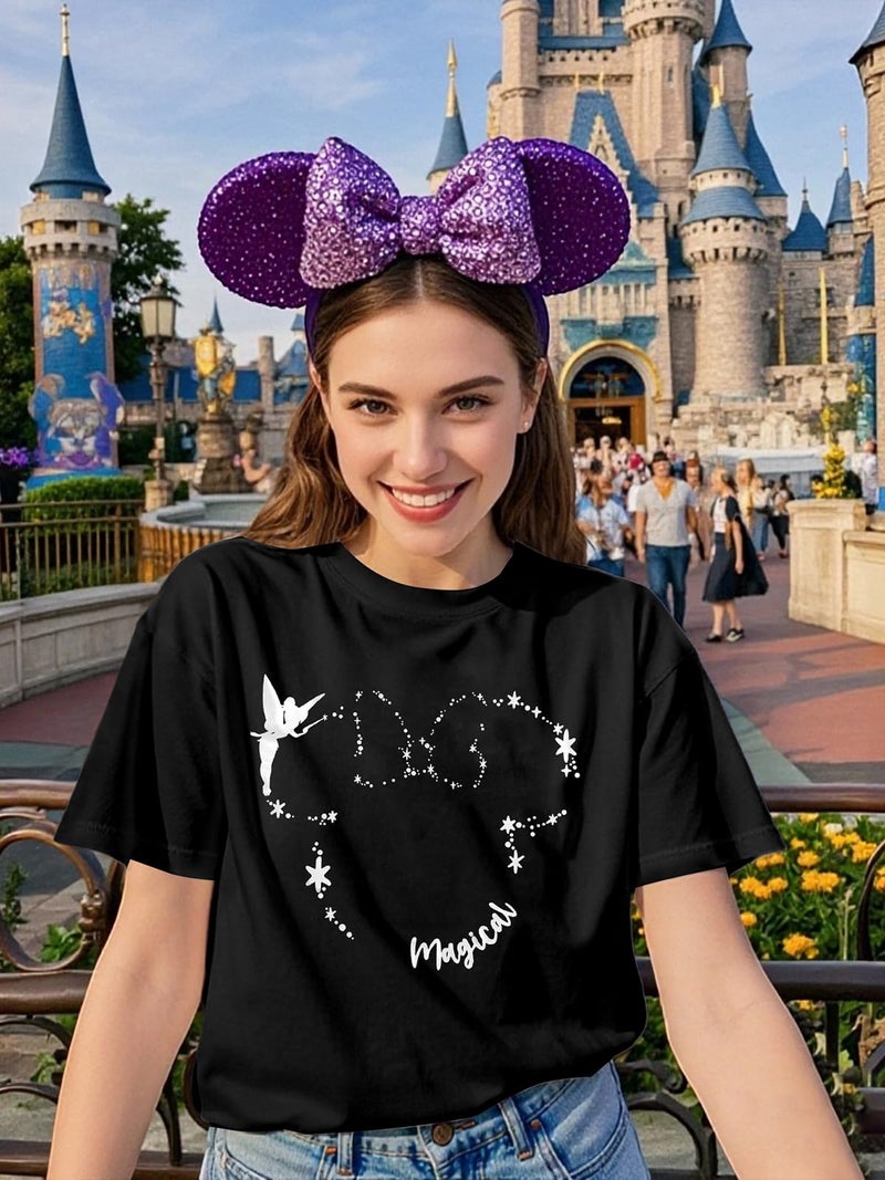 VILOVE Magical Shirt for Women Believe in Magic Shirts Cute Graphic Printed Tee Family Vacation Short Sleeve Tee - Image 4