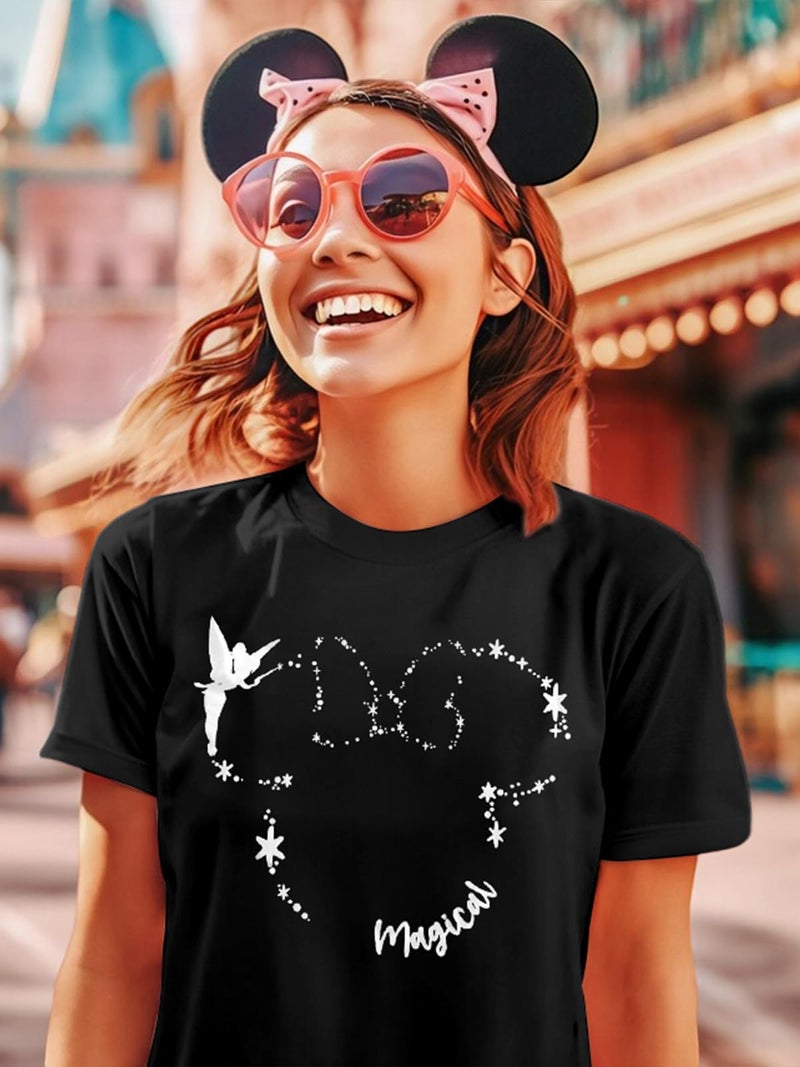 VILOVE Magical Shirt for Women Believe in Magic Shirts Cute Graphic Printed Tee Family Vacation Short Sleeve Tee - Image 2