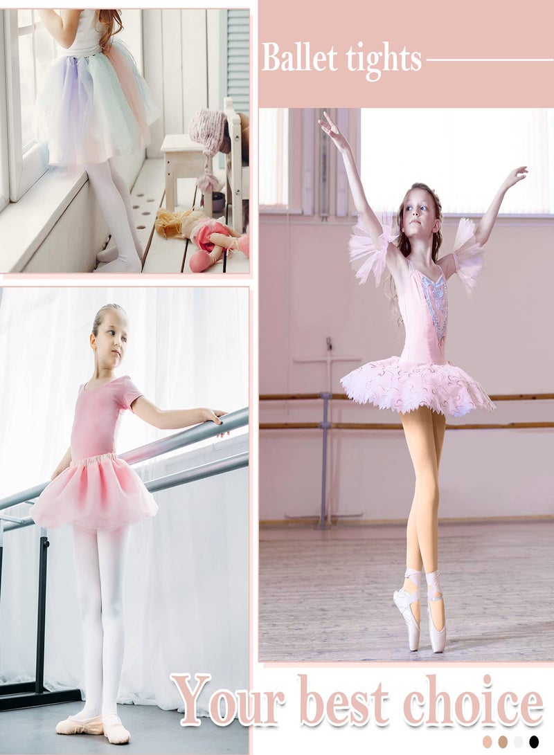 Girls Ballet Tights - 4 Pairs Soft Dance Tights for Toddlers and Kids, Comfortable Elastic Tights for School Uniforms and Costumes, Ballerina Leggings for Ages 6-10 - Image 4