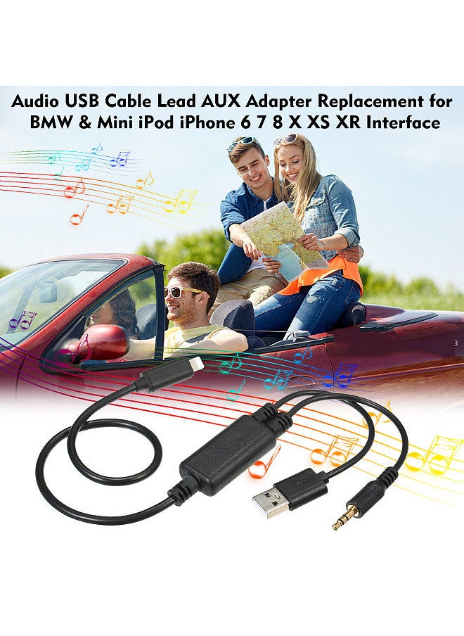 Audio USB Cable Lead AUX Adapter Replacement for BMW & Mini iPod iPhone 6 7 8 X XS XR Interface