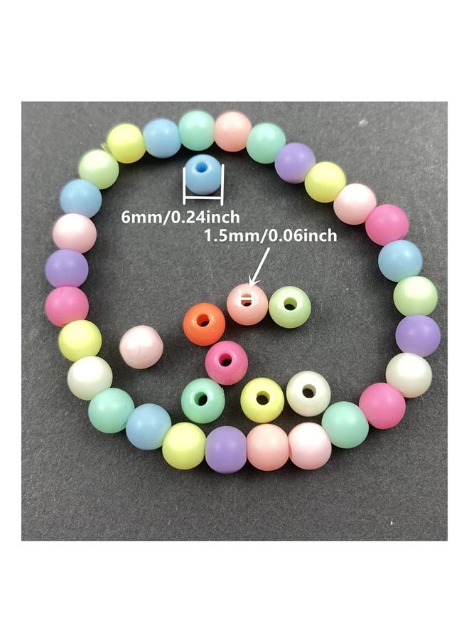 Generic - Candy Color Round Acrylic Beads 6mm Pastel Colored Round Beads Mix Plastic Loose Spacer Beads with Storage Box for Jewelry Making - Image 1
