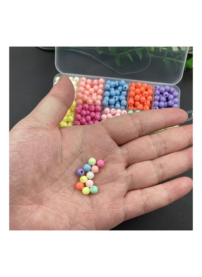 Generic - Candy Color Round Acrylic Beads 6mm Pastel Colored Round Beads Mix Plastic Loose Spacer Beads with Storage Box for Jewelry Making - Image 1