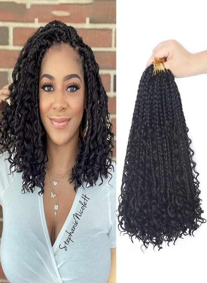 Diha Goddess Box Braids Crochet Hair With Curly Ends 12 Inch Bohomian Box Braids Crochet Braids 8 Packs 3X Crochet Braids Synthetic Braiding Hair Extension for Black Women(12 Inch (Pack of 8), 1B)… - Image 1