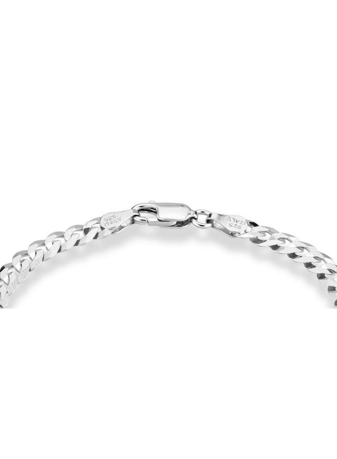 Miabella 925 Sterling Silver Italian 5mm Solid Diamond-Cut Cuban Link Curb Chain Bracelet for Men Women, Made in Italy (Length 7.5 Inches) - Image 1