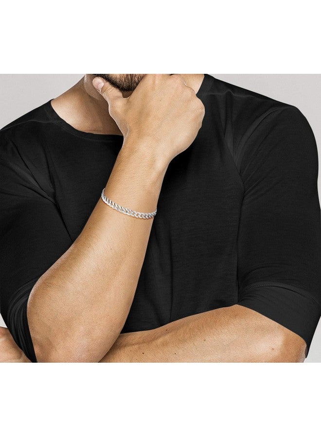 Miabella 925 Sterling Silver Italian 5mm Solid Diamond-Cut Cuban Link Curb Chain Bracelet for Men Women, Made in Italy (Length 7.5 Inches) - Image 2