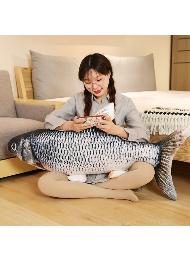 null - Cute Imitation Fish Pillow Cloth Doll Crucian Carp Grass Carp Clown Fish Doll Pillow All Kinds Of Plush Toy Fish Doll-Specifications:Grass Carp-Color:80cm - Image 1