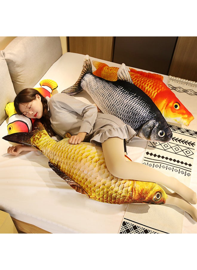 null - Cute Imitation Fish Pillow Cloth Doll Crucian Carp Grass Carp Clown Fish Doll Pillow All Kinds Of Plush Toy Fish Doll-Specifications:Grass Carp-Color:80cm - Image 1