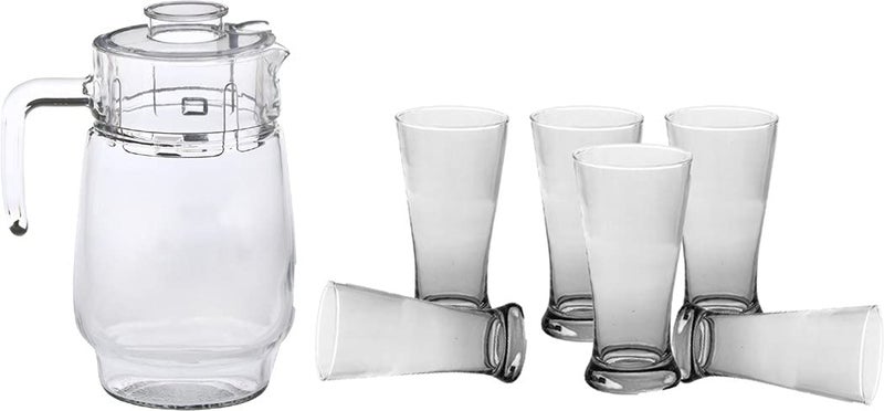 Afast Designer Jug Set of 1 with Stylish Glasses for Serving Water Juice Cold Drinks and Other Drinking Bavrage Glass 250 Ml Jug 1800 Ml Color Transparent Clear - Image 1