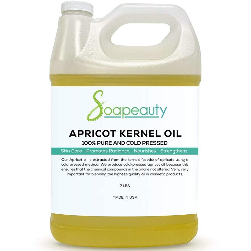 Soapeauty Apricot Kernel Oil Cold Pressed 100% Pure Natural Apricot Oil for Skin, Face, Hair Carrier for Essential Oils, Massage | 7 LBS - Image 1