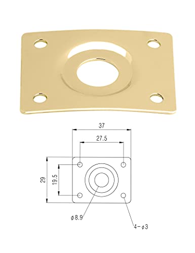 Holmer Guitar Jack Socket Plate Curved Recessed Rectangle Style Output Jack Plate Compatible with Les Paul LP Tele Style Electric Guitar or Bass Guitar Parts with Screws Gold. (HJ 005-GD) - Image 3