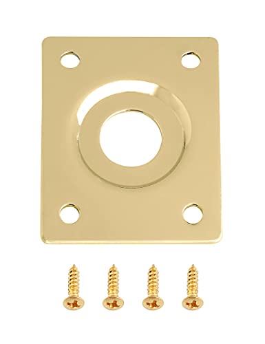 Holmer Guitar Jack Socket Plate Curved Recessed Rectangle Style Output Jack Plate Compatible with Les Paul LP Tele Style Electric Guitar or Bass Guitar Parts with Screws Gold. (HJ 005-GD) - Image 4
