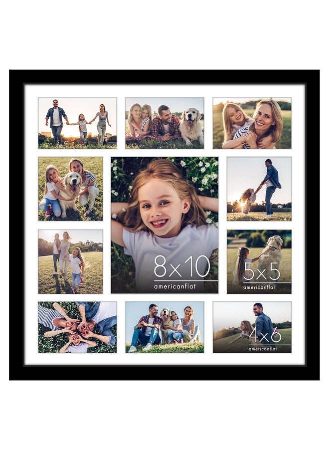 Americanflat 20x20 Collage Picture Frame with Polished Plexiglass - Fits One 8x10, Four 5x5 and Six 4x6 Photos or One 20x20 Photo - Gallery Wall Frame Set - Thin Photo Frame for Wall Display - Black - Image 1