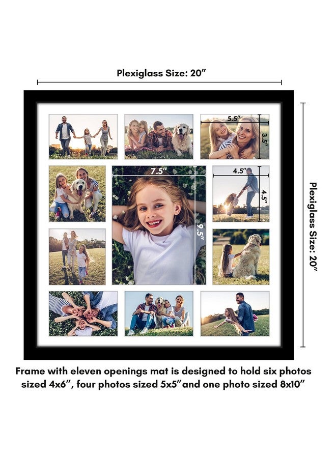 Americanflat 20x20 Collage Picture Frame with Polished Plexiglass - Fits One 8x10, Four 5x5 and Six 4x6 Photos or One 20x20 Photo - Gallery Wall Frame Set - Thin Photo Frame for Wall Display - Black - Image 2