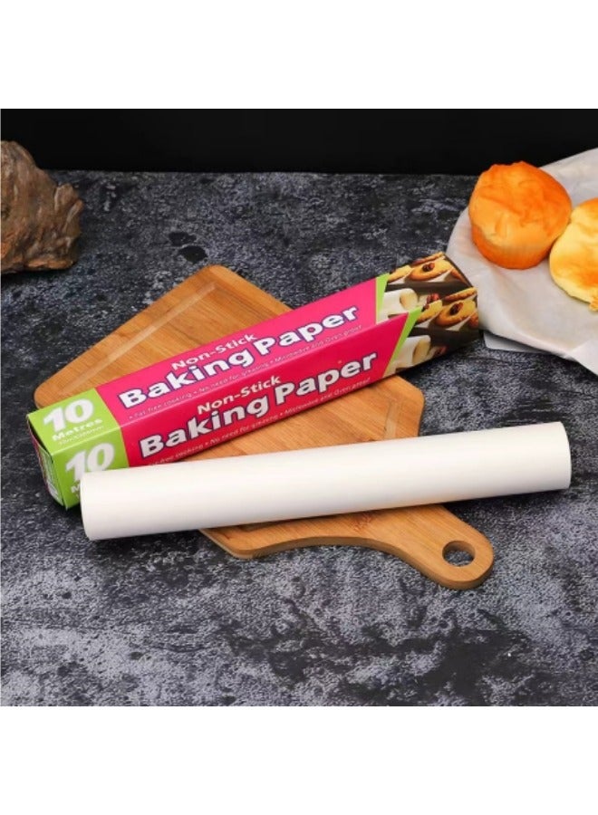 1 Roll Non-Stick Parchment Baking Paper White 10 Meter - Image 1