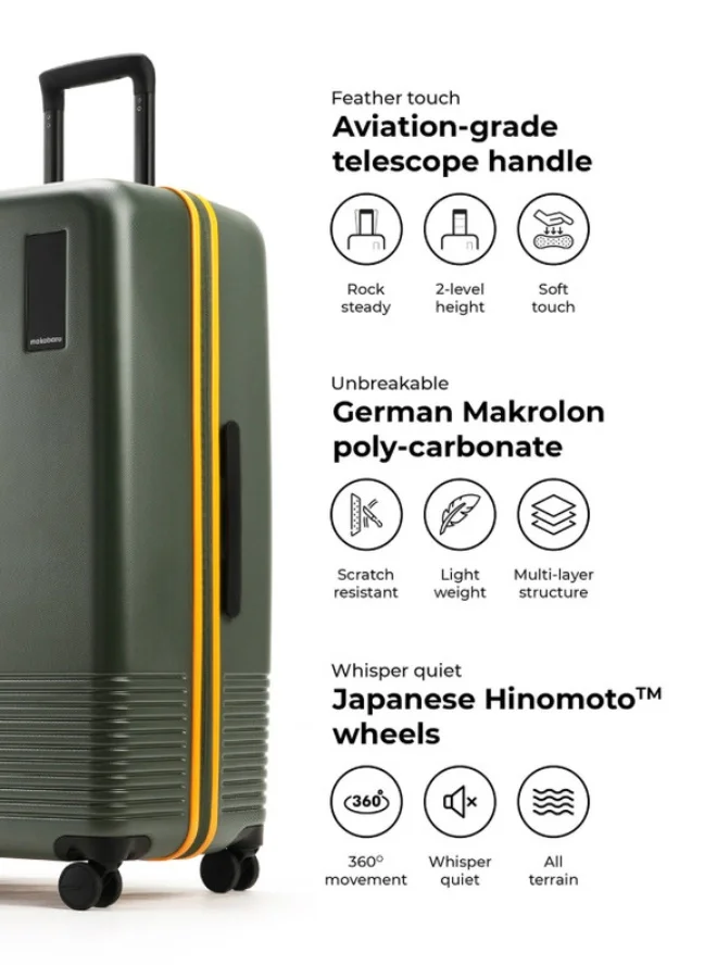 Mokobara The Check-in Large Luggage Hardsided 8 Hinomoto Wheels Large Trolley for Long Travels (Green)